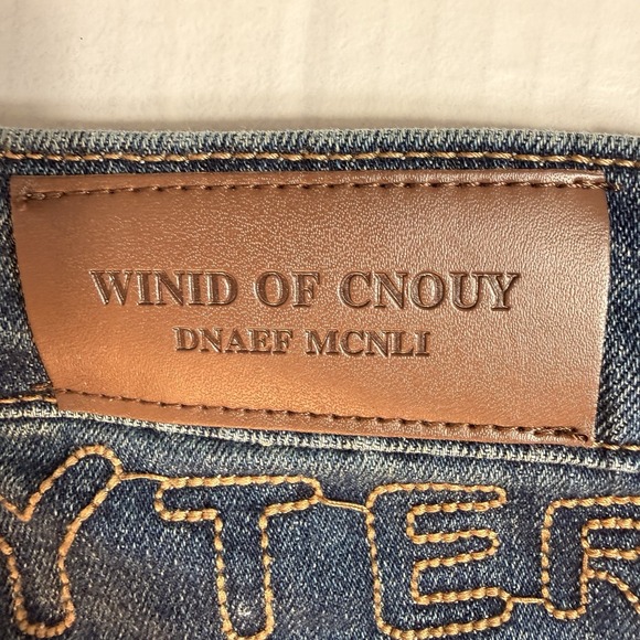 WIND OF CNOUY Denim Jeans Women's M Embroidered Logo Straight Leg - Picture 10 of 16